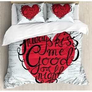 Always Kiss Me Goodnight Queen Duvet Cover and Pillow Sham Set